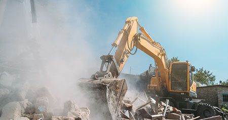 demolition on a construction site