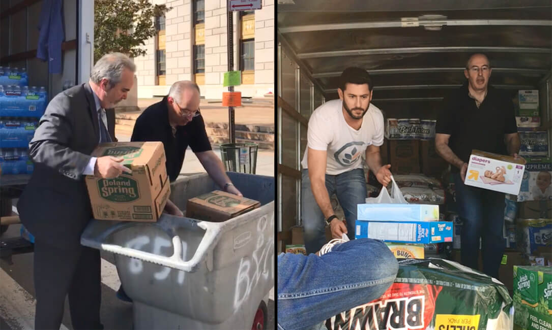 Unloading supplies - Puerto Rico hurricane relief efforts