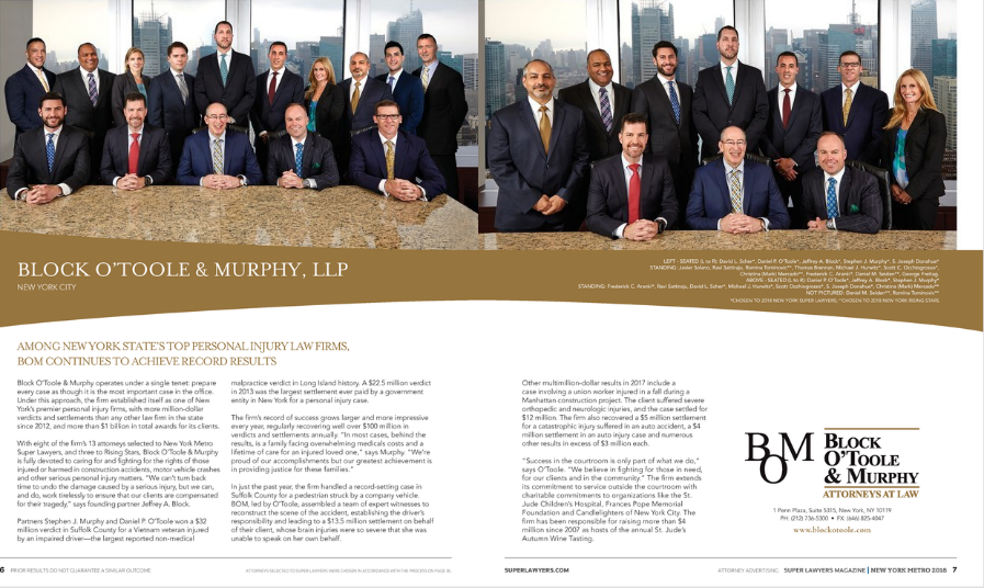 2018 Super Lawyers Spread - Block O'Toole & Murphy