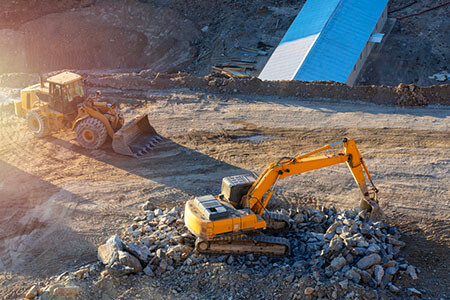 construction vehicles on work site