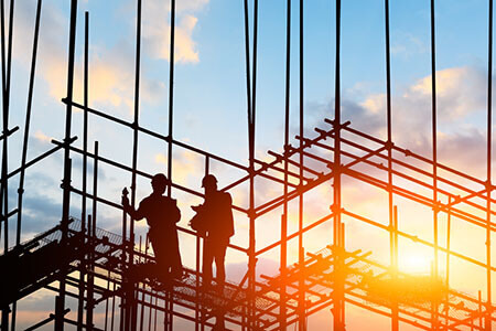 Construction Workers on Scaffolding